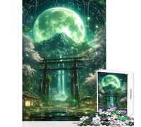 Rompecabezas de 1000 Piezas para Adolescentes Puerta Torii mística Verde Juegos Divertidos Ideal para Pasar el Tiempo en casa decoración de Pared cumpleaños y Navidad (50x75cm)