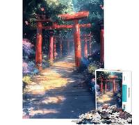 Rompecabezas de 1000 Piezas para Adolescentes Puertas Torii Sendero en un Bosque exuberante Rompecabezas para Adultos Juegos relajantes decoración (tamaño 50x75cm)