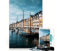 Rompecabezas de 1000 Piezas para Adolescentes,Puerto de Nyhavn,Copenhague,Dinamarca Fine Cut Art Logic Fun Toy Cozy Time Play Christmas Wall Decor (50x75cm)
