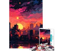 Rompecabezas de 1000 Piezas para Adolescentes Puesta de Sol Urbana Juego práctico Juguetes educativos Regalos para Mujeres y Hombres Divertidos y con Humor tamaño 38x52cm