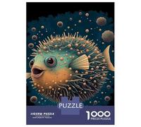 Rompecabezas De 1000 Piezas para Adolescentes Pufferfish Animal Fish Rompecabezas Juegos Relajantes para La Diversión Familiar Cumpleaños Y Navidad 52x38cm/1000pcs