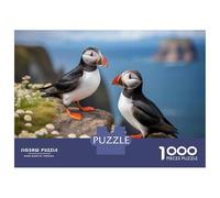 Rompecabezas De 1000 Piezas para Adolescentes Puffin Birds on Cliffside Rompecabezas para Adultos Juegos Relajantes Mejora La Memoria Ayuda A Ejercitar El Cerebro 38x26cm/1000pcs