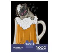 Rompecabezas De 1000 Piezas para Adolescentes Pug Dog Beer Drinking Part Rompecabezas para Adultos Juegos Relajantes Regalos para Mujeres Interacción Entre Padres E Hijos 38x26cm/1000pcs