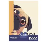 Rompecabezas De 1000 Piezas para Adolescentes Pug Peeking Are You Pooping Rompecabezas para Adultos Juegos De Relajación Ensamblaje De Patrones Diversión En Casa Actividades, 70x50cm/1000pcs