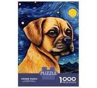 Rompecabezas De 1000 Piezas para Adolescentes Puggle Dog Starry Night Rompecabezas Juego De Ingenio Decoración De Pared Regalos De Cumpleaños Y Únicos 52x38cm/1000pcs