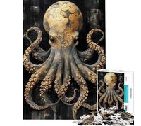Rompecabezas de 1000 Piezas para Adolescentes Pulpo Dorado Arte Animal Rompecabezas para Adolescentes Juguetes para Hacer tú Mismo Tiempo Libre en casa interacción Entre Padres e Hijos (38x52cm)