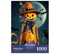 Rompecabezas De 1000 Piezas para Adolescentes Pumpkin Scarecrow Halloween Rompecabezas para Adultos Juegos Divertidos Decoración Cumpleaños, Navidad 38x26cm/1000pcs