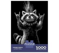 Rompecabezas De 1000 Piezas para Adolescentes Punk Raccoon Rock and Roll Rompecabezas para Adultos Juego Práctico Mejora La Memoria para Cumpleaños, Navidad 52x38cm/1000pcs