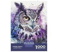 Rompecabezas De 1000 Piezas para Adolescentes Purple Color Owl Rompecabezas para Adultos Juego De Ingenio Juego De Corte De Precisión Regalos Desafiantes 52x38cm/1000pcs
