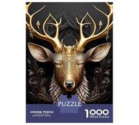 Rompecabezas De 1000 Piezas para Adolescentes Queen Deer Golden Art Deco Rompecabezas para Adultos Juegos Relajantes Decoración De Pared para Cumpleaños, Navidad 52x38cm/1000pcs