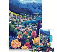 Rompecabezas de 1000 Piezas para Adolescentes Queenstown Nueva Zelanda Arte Minimalista Diseño de Corte Fino Juego de ingenio Regalo Diversión para Pasar el rato Cumpleaños Divertido Juego (50x75cm)