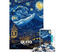 Rompecabezas de 1000 Piezas para Adolescentes Quito Ecuador ︰ Paisaje Urbano Nocturno Estrellado Rompecabezas para Adultos Juegos relajantes Mejora la Memoria Regalo de cumpleaños Navidad (50x75cm)