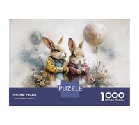 Rompecabezas De 1000 Piezas para Adolescentes Rabbit Balloon Fantasy Art Rompecabezas para Adultos Juegos De Relajación Decoración del Hogar Desafío Educativo 38x26cm/1000pcs