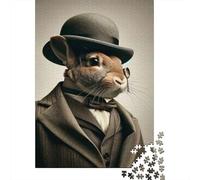Rompecabezas De 1000 Piezas para Adolescentes Rabbit in Bowler Hat and Coat Rompecabezas para Adultos Juguetes De Bricolaje Montaje De Patrones Ayuda A Ejercitar El Cerebro 52x38cm/1000pcs