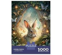 Rompecabezas De 1000 Piezas Para Adolescentes Rabbit in Enchanted Forest with Butterflies Rompecabezas Para Adultos Juegos Familiares Decoración Del Hogar Regalos Para Amigos Y Familiares 70x50cm/1000