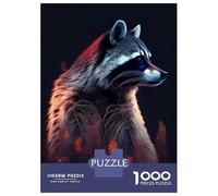 Rompecabezas De 1000 Piezas para Adolescentes Raccoon Animal Red Rompecabezas para Adultos Juegos Relajantes Vacaciones En Casa Matar El Tiempo 38x26cm/1000pcs