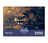 Rompecabezas De 1000 Piezas para Adolescentes Raccoon by The Waters Edge Rompecabezas para Adultos Juego De Ingenio Análisis Y Lógica Actividades Divertidas En Casa, 52x38cm/1000pcs
