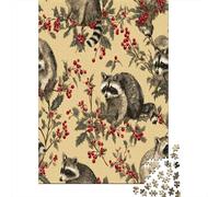 Rompecabezas De 1000 Piezas para Adolescentes Raccoon Christmas Wrapping Paper Rompecabezas para Adultos Juegos Familiares Mejora La Memoria Cumpleaños Y Navidad 52x38cm/1000pcs