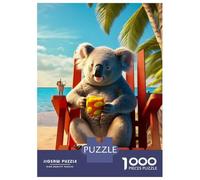 Rompecabezas De 1000 Piezas para Adolescentes Raccoon Healing The Beach Rompecabezas para Adultos Juego Práctico Ensamblaje De Patrones Regalos para Reducir El Estrés 38x26cm/1000pcs