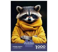 Rompecabezas De 1000 Piezas para Adolescentes Raccoon in Yellow Sweater Portrait Rompecabezas para Adultos Juegos Familiares Difícil Difícil Cumpleaños Y Navidad 52x38cm/1000pcs