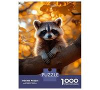 Rompecabezas De 1000 Piezas para Adolescentes Raccoon on A Branch in Autumn Rompecabezas para Adultos Juego Práctico Ensamblaje De Patrones Regalo De Cumpleaños, Regalos, 52x38cm/1000pcs