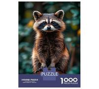 Rompecabezas De 1000 Piezas para Adolescentes Raccoon Portrait on Tree Stump Rompecabezas para Adultos Juegos De Relajación Desafío Difícil Desafío Educativo 70x50cm/1000pcs