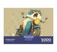 Rompecabezas De 1000 Piezas para Adolescentes Racing Motorcycle Cat Art Print Rompecabezas para Adultos Juegos Familiares Mejora La Memoria Cumpleaños Y Navidad 38x26cm/1000pcs