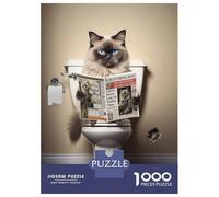 Rompecabezas De 1000 Piezas para Adolescentes Ragdoll Cat on The Toilet Rompecabezas para Adultos Juguetes Antiestrés Difícil Difícil Cumpleaños Y Navidad 70x50cm/1000pcs