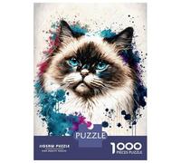 Rompecabezas De 1000 Piezas para Adolescentes Ragdoll Cat Watercolor Rompecabezas para Adultos Juegos Familiares Difícil Difícil Cumpleaños Y Navidad 52x38cm/1000pcs