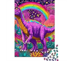 Rompecabezas De 1000 Piezas para Adolescentes Rainbow Dinosaur Fantasy Art Rompecabezas para Adultos Juguetes De Bricolaje Montaje De Patrones Ayuda A Ejercitar El Cerebro 52x38cm/1000pcs