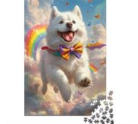 Rompecabezas De 1000 Piezas para Adolescentes Rainbow Dog Flying in Sky Rompecabezas para Adultos Juego De Ingenio Decoración Cumpleaños 38x26cm/1000pcs