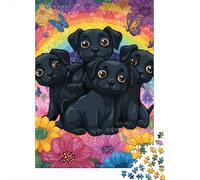 Rompecabezas De 1000 Piezas para Adolescentes Rainbow Flower Puppies Rompecabezas para Adultos Juguete Decoración De Pared Decoración Perfecta Regalos Y Cumpleaños Únicos 70x50cm/1000pcs