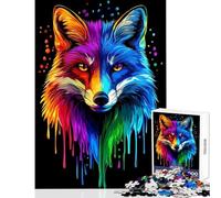 Rompecabezas de 1000 Piezas para Adolescentes Rainbow Fox Pop Art Fox Co Juguetes de Bricolaje Grandes Regalos y Juguetes Juegos relajantes Descompresión Intelectual Tamaño 50x75cm
