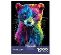 Rompecabezas De 1000 Piezas para Adolescentes Rainbow Pop Art Ferret Portrait Rompecabezas para Adultos Juegos Familiares Difícil Difícil Cumpleaños Y Navidad 52x38cm/1000pcs
