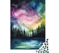 Rompecabezas De 1000 Piezas para Adolescentes Rainbow Sky Watercolor Print Rompecabezas De Juguete para Decoración De Pared Desafío Difícil Regalo De Cumpleaños, Regalos, 52x38cm/1000pcs