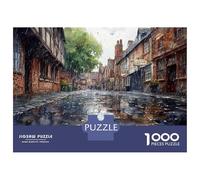 Rompecabezas De 1000 Piezas para Adolescentes Rainy Day in The Village Rompecabezas para Adultos Juegos Relajantes Mejora La Memoria Ayuda A Ejercitar El Cerebro 38x26cm/1000pcs