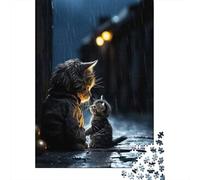 Rompecabezas De 1000 Piezas para Adolescentes Rainy Night Cat Friendship Rompecabezas para Adultos Juegos Familiares Difícil Regalo De Cumpleaños, Regalos, 52x38cm/1000pcs