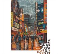 Rompecabezas De 1000 Piezas para Adolescentes Rainy Night in Seoul Rompecabezas para Adultos Juegos Divertidos Decoración Ayuda A Ejercitar El Cerebro 52x38cm/1000pcs