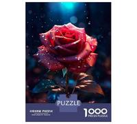 Rompecabezas De 1000 Piezas para Adolescentes Rainy Red Rose Flower Rompecabezas para Adultos Juego Práctico Ensamblaje De Patrones Regalo De Cumpleaños, Regalos, 52x38cm/1000pcs