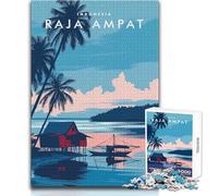 Rompecabezas de 1000 Piezas para Adolescentes Raja Ampat Indonesia, un Juego desafiante y único, Pero Divertido, Regalo de cumpleaños, tamaño 38x26cm