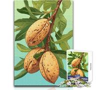 Rompecabezas de 1000 Piezas para Adolescentes, Rama de Almendro con almendras maduras, diseño de Noche de Juegos y diversión Familiar, tamaño 50x75cm