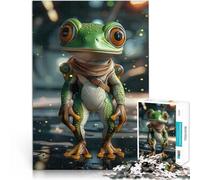 Rompecabezas de 1000 Piezas para Adolescentes Rana Astronauta Curiosa Juegos Divertidos con Piezas de Formas aleatorias Que se entrelazan Completamente 38x26cm