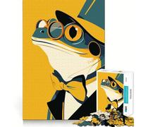 Rompecabezas de 1000 Piezas para Adolescentes Rana distinguida con Sombrero de Copa,Arte Minimalista,Corte preciso,Divertido Juego de lógica,Juego Tranquilo,decoración navideña,Regalo (50x75cm)