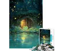 Rompecabezas de 1000 Piezas para Adolescentes Rana Junto a la Puerta de una casa en el Bosque Patrón difícil y desafiante Juego Imposible de armar Apto para Mayores de 14 años (50x75cm)