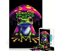 Rompecabezas de 1000 Piezas para Adolescentes Rana psicodélica (con Forma de Hongo) Juego de Ajuste, concentración, diversión, Ocio, Tiempo Libre, Arte de Pared navideño (38x26cm)