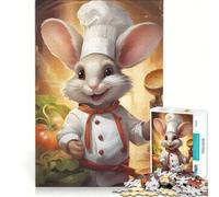 Rompecabezas de 1000 Piezas para Adolescentes Ratón Chef cocinando decoración de Pared de Juguete para Pasar el Tiempo en casa Durante Las Vacaciones para Fortalecer el Amor Entre Parejas 50x75cm