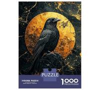 Rompecabezas De 1000 Piezas para Adolescentes Raven and Golden Moon Rompecabezas para Adultos Juegos Divertidos Decoración Cumpleaños, Navidad 70x50cm/1000pcs
