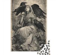 Rompecabezas De 1000 Piezas para Adolescentes Raven and Woman Art Print Rompecabezas Juegos Relajantes Análisis Y Lógica Juego Desafiante Regalos 38x26cm/1000pcs