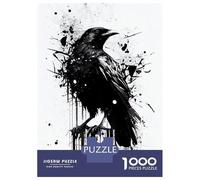 Rompecabezas De 1000 Piezas para Adolescentes Raven Black and White Rompecabezas para Adultos Juegos De Relajación Corte De Precisión Regalos para Reducir El Estrés 38x26cm/1000pcs
