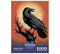 Rompecabezas De 1000 Piezas para Adolescentes Raven on A Branch at Sunset Rompecabezas para Adultos Juegos Relajantes Ensamblaje De Patrones Regalos De Cumpleaños Y Únicos 52x38cm/1000pcs